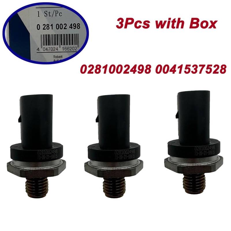 Hohe Qualität 1/3Pcs 0281002498 0041537528 Kraftstoffverteilerrohr Hochdrucksensor/Fit for Mercedes Benz ACEGMS Sprinter Smart(3Pcs with Box) von QDEIDEDT