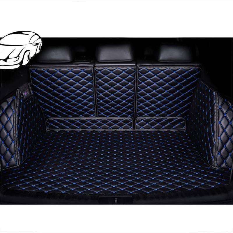 QDFGNKBAI Auto Leder Kofferraummatten für Audi q8 2018-2024, Kofferraum Schutzmatte Kratzfest verschleißfest Zubehör,A/Black-Blue von QDFGNKBAI