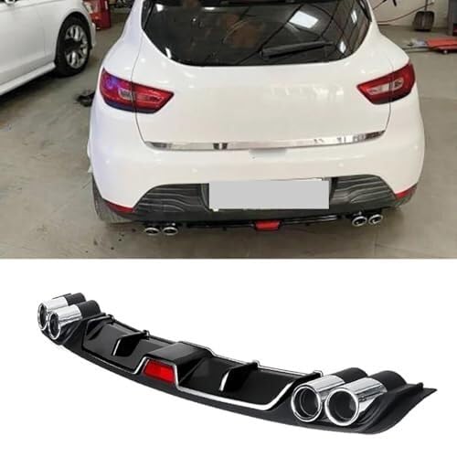 Auto Heckspoiler Für Clio 4 2012-2019 Auto Heckstoßstange Diffusor Spoiler Lip Body Kit Spoiler, ABS-Kunststoffmaterial,(Black-Black) von QDouiMOO