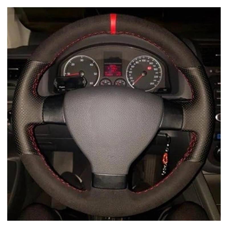 LenkradschutzhüLle Für Golf 5 Mk5 Für VW Für Passat B6 Für Jetta 5 Mk5 Für Tiguan 2007-2011 DIY Schwarz Echtes Leder Wildleder Auto Lenkrad Abdeckung von QDouiMOO
