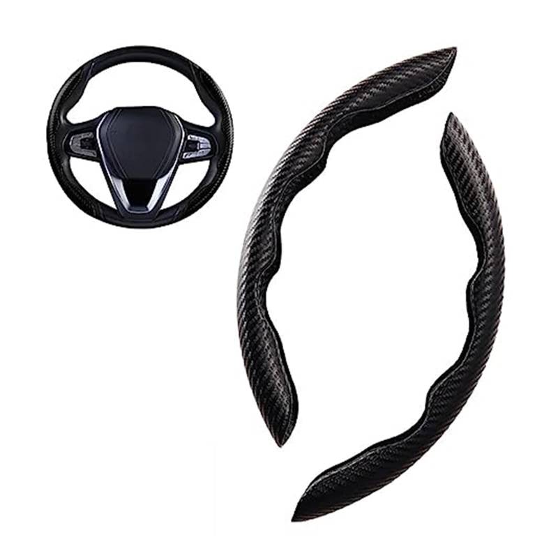 LenkradschutzhüLle Für Smart 451 für Fortwo 2009-2014 Kohlefaser-Lenkradschutzabdeckung segmentiert atmungsaktiv 2 Stück Auto-Lenkradabdeckungen(C/Black) von QDouiMOO