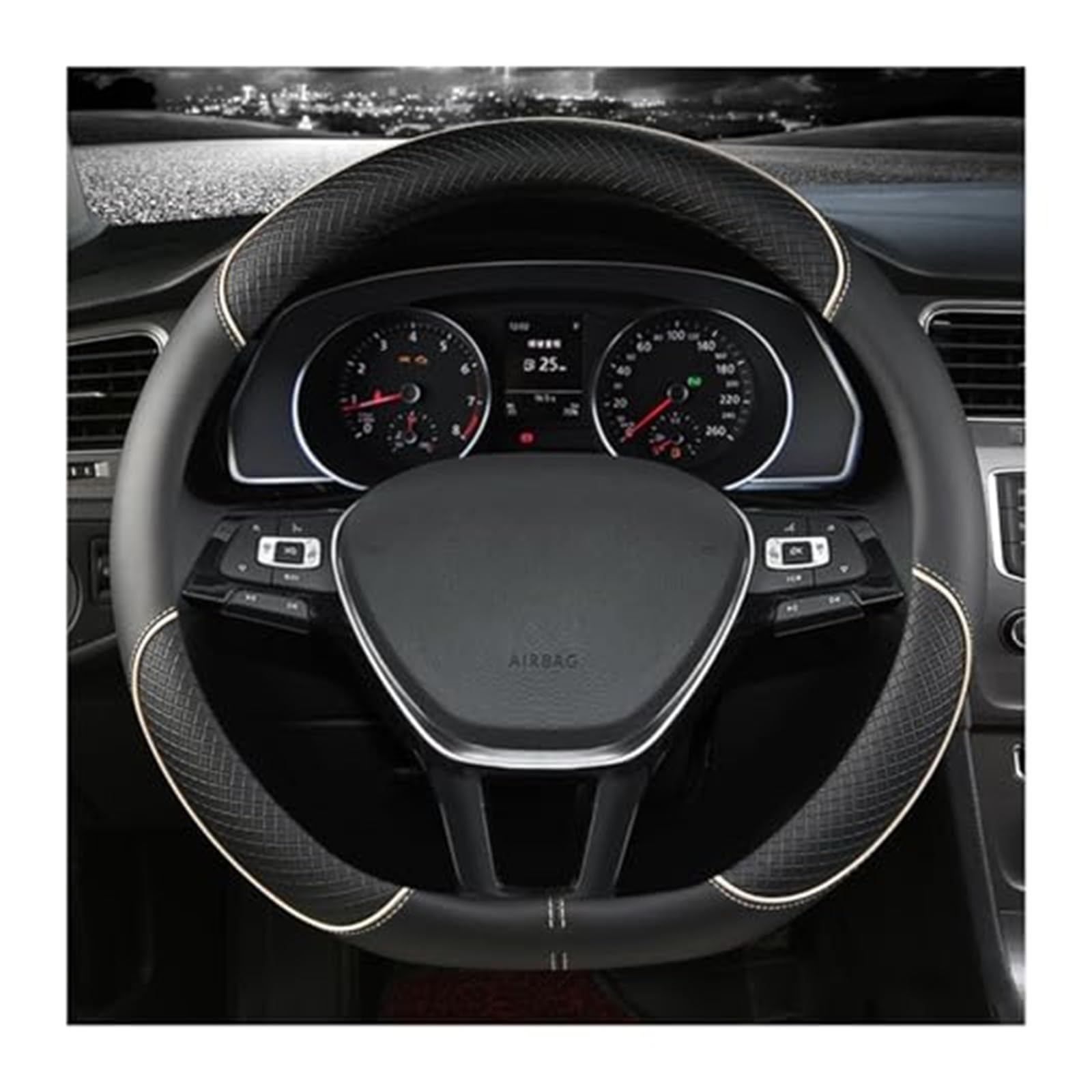 LenkradschutzhüLle Für VW Für Golf 7 2015 Auto Auto Zubehör Lenkrad Abdeckung Rad Lenkrad Abdeckung Auto Lenkrad Abdeckung D Form(BEIGE) von QDouiMOO