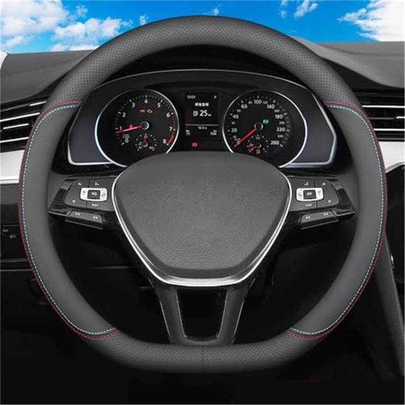 LenkradschutzhüLle Für VW Für TROC 1 A1 ICH 2017-2024 Lenkrad Abdeckungen Mikrofaser Leder Lenkrad Abdeckung 37-38 cm/15''(Coloredlines-1) von QDouiMOO