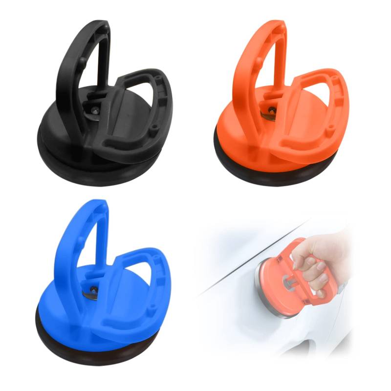 QEEQPF 3 Auto-Reparatur-Saugnäpfe, Dellenreparatur-Abzieher, Auto-Dellen-Reparaturwerkzeuge, anwendbar für Auto-Dellenreparatur (schwarz, orange, blau) von QEEQPF