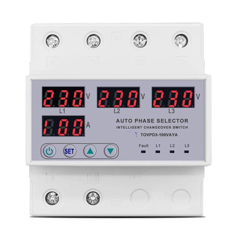 100A 63A 3 Phase 3P + N Phase Selector Einstellbare Über Und Unter Spannung Strom Monitor 1Pcs(100A phase selector) von QEJBQKWU