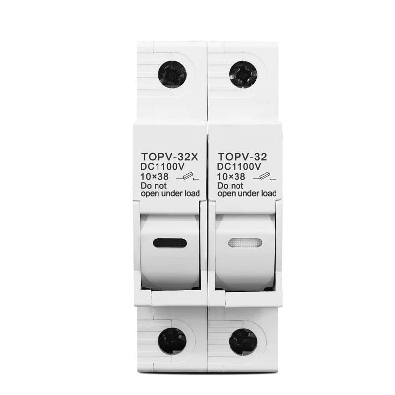 1P 2P DC Sicherungshalter 10 * 38mm Hochspannung Solar PV 1100V TOPV-30 Basis Photovoltaik Protector 1St(2P With LED) von QEJBQKWU