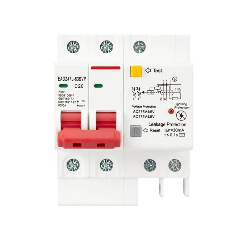 230V 2P SPD Fehlerstromschutzschalter mit Überlast Überspannung RCBO RCCB mit MCB Leckageschutz 1Pcs(50A) von QEJBQKWU