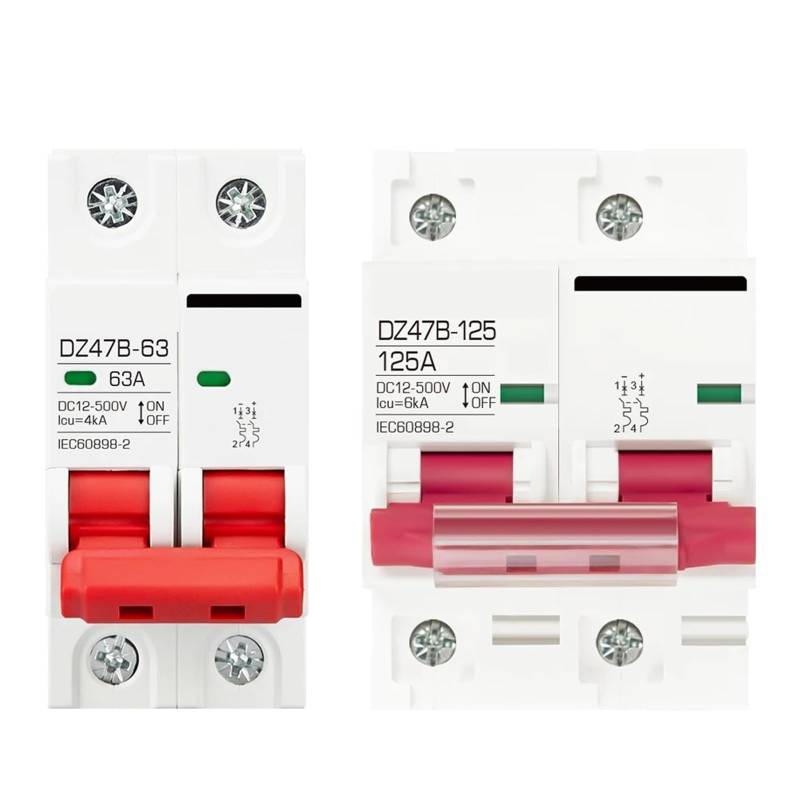 2P DC MCB 12V 24V 48V 500V Circuit Breaker DZ47 Positive Negative Pol Schutz Schalter Isolator 1Pcs(100A) von QEJBQKWU