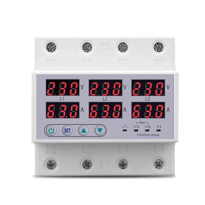 3 Phase 3P + N Voltmeter Amperemeter Einstellbare Über Und Unter Spannung Strom Grenze Monitor Protector 1Pcs(63A With N 3X220V) von QEJBQKWU
