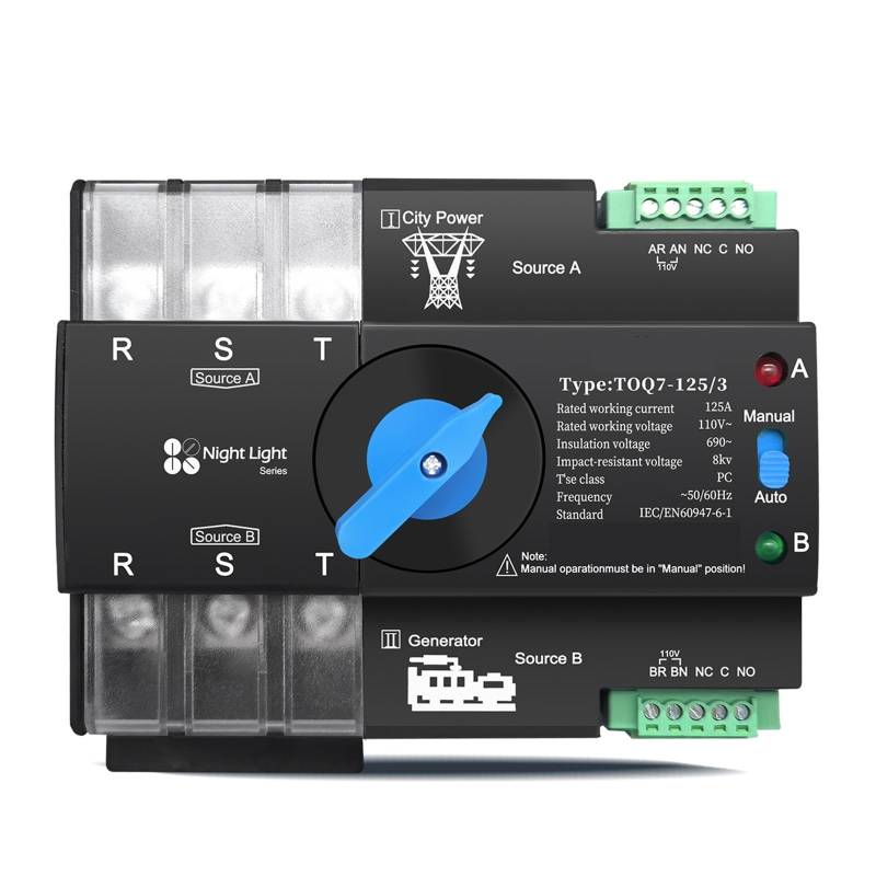 3-Phasen-ATS 3P 63A 100A 110V 120V Dual Power Automatic Transfer Elektrischer Wahlschalter Unterbrechungsfrei 1St(125A) von QEJBQKWU
