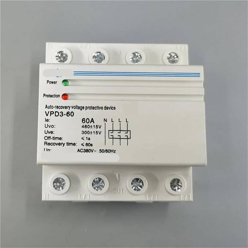 60A 380V~ Dreiphasig Vierdraht Automatische Wiederherstellung Wiederverbindung Überspannung und Unterspannung Schutz 1Pcs von QEJBQKWU