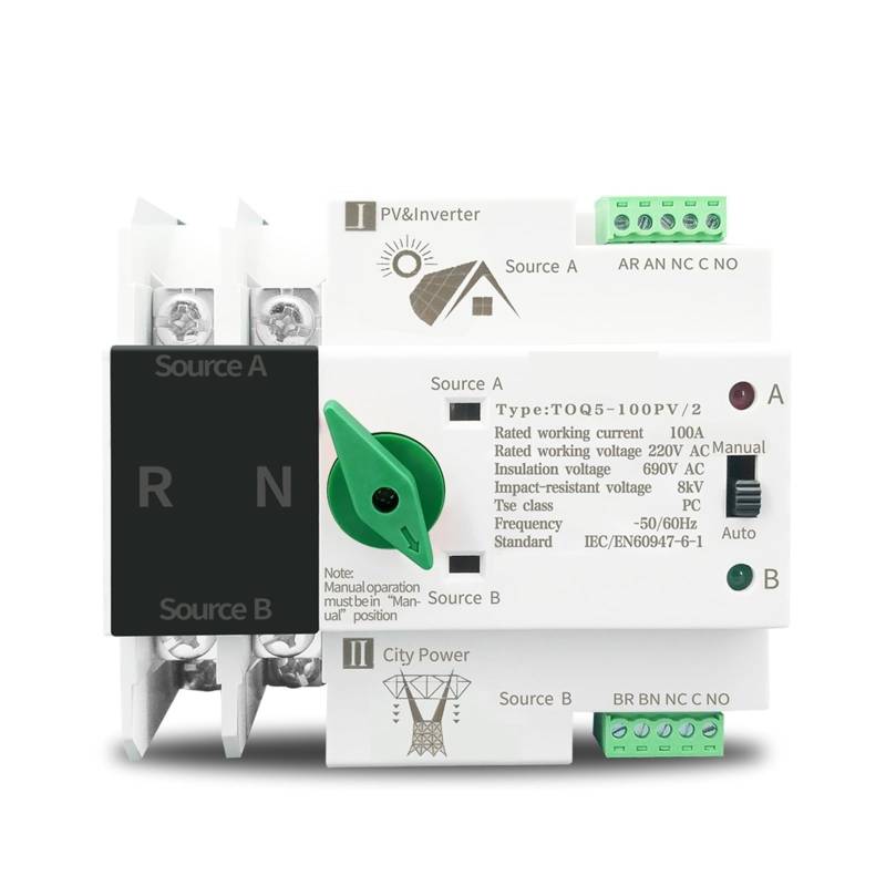 Einphasiger ATS for PV und Wechselrichter Dual Power Automatic Transfer Wahlschalter 1 Stück(63A) von QEJBQKWU