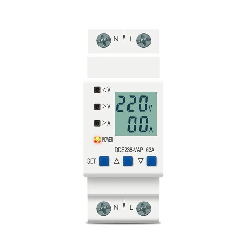 Einstellbare Über Unter Spannung Schutz Relais Schutz Strom Grenze Voltmeter Kwh 63A 80A 110V 230V 1Pcs(80A Bottom input) von QEJBQKWU