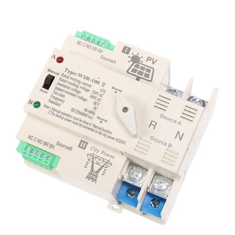Solarstrom-Automatik-Transferschalter 2P 3P 4P 63A 100A AC220V W2R 1 Stücke(PV 220V,4P 100A) von QEJBQKWU