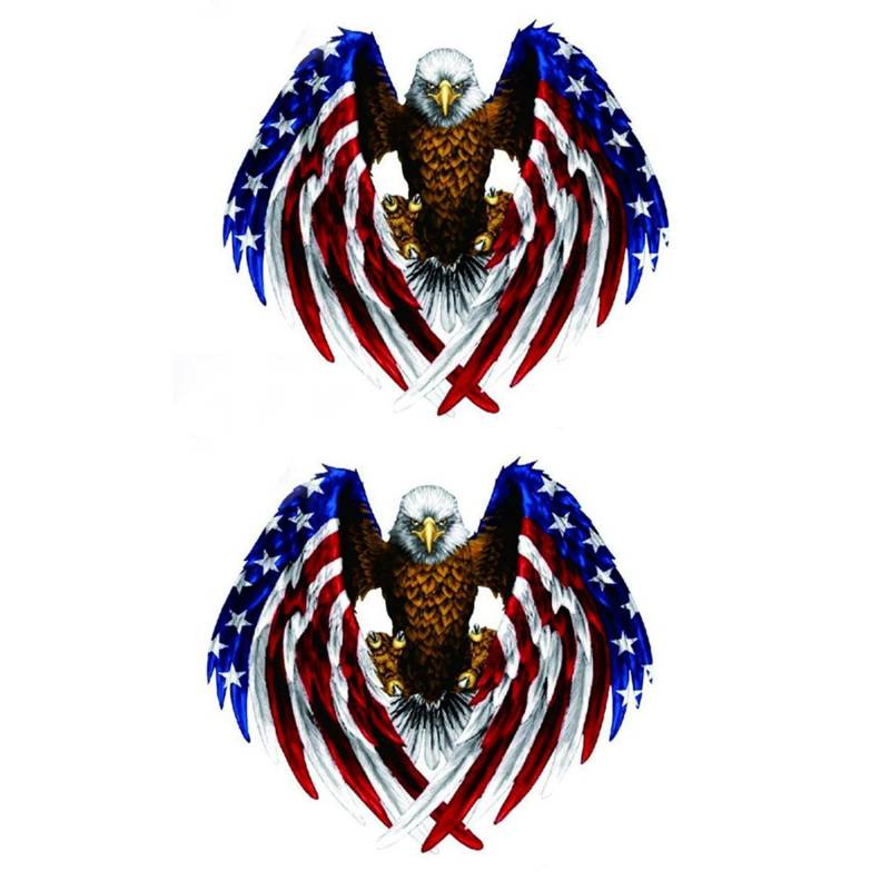 QELLON 2X Aufkleber Aufkleber Auto Motorrad Eagle USA Flagge von QELLON