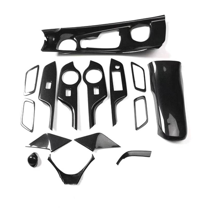 Interieur Dekor 15 Teile/satz Auto Innen Trim Für Toyota Für CHR 2018-2021 LHD Tür Armlehne Fenster Lift Schalter Panel Abdeckung Interieur TüRverkleidungen Dekor(Carbon Pattern) von QFJFBGGH