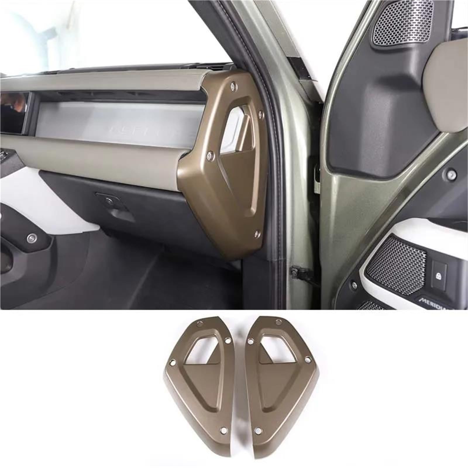 Interieur Dekor 2 Stücke ABS Auto Dashboard Seite Panel Dekoration Abdeckung Trim Für Defender 90 110 130 2020-2023 Auto Innen Interieur TüRverkleidungen Dekor(Braun) von QFJFBGGH