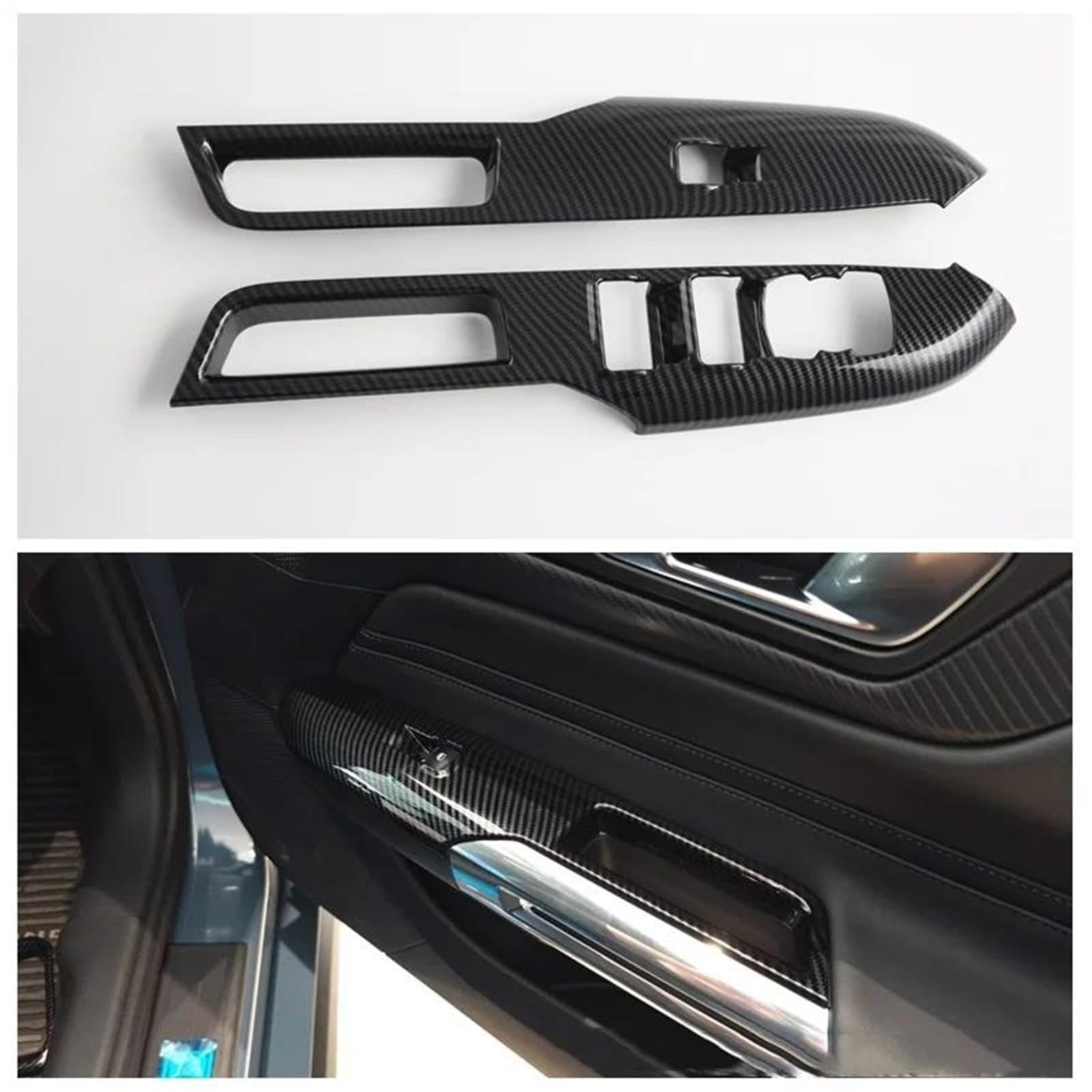 Interieur Dekor 2Pcs ABS Auto Fensterheber Bedienfeld Abdeckung Trim Aufkleber Für Ford Für Mustang Cabrio 2024 + Interieur TüRverkleidungen Dekor Interieur Dekor 2Pcs ABS Auto Fensterheber Bedienfeld Abdeckung Trim Aufkleber Für Ford Für Mustang Cabrio 2024 + Interieur TüRverkleidungen Dekor von QFJFBGGH