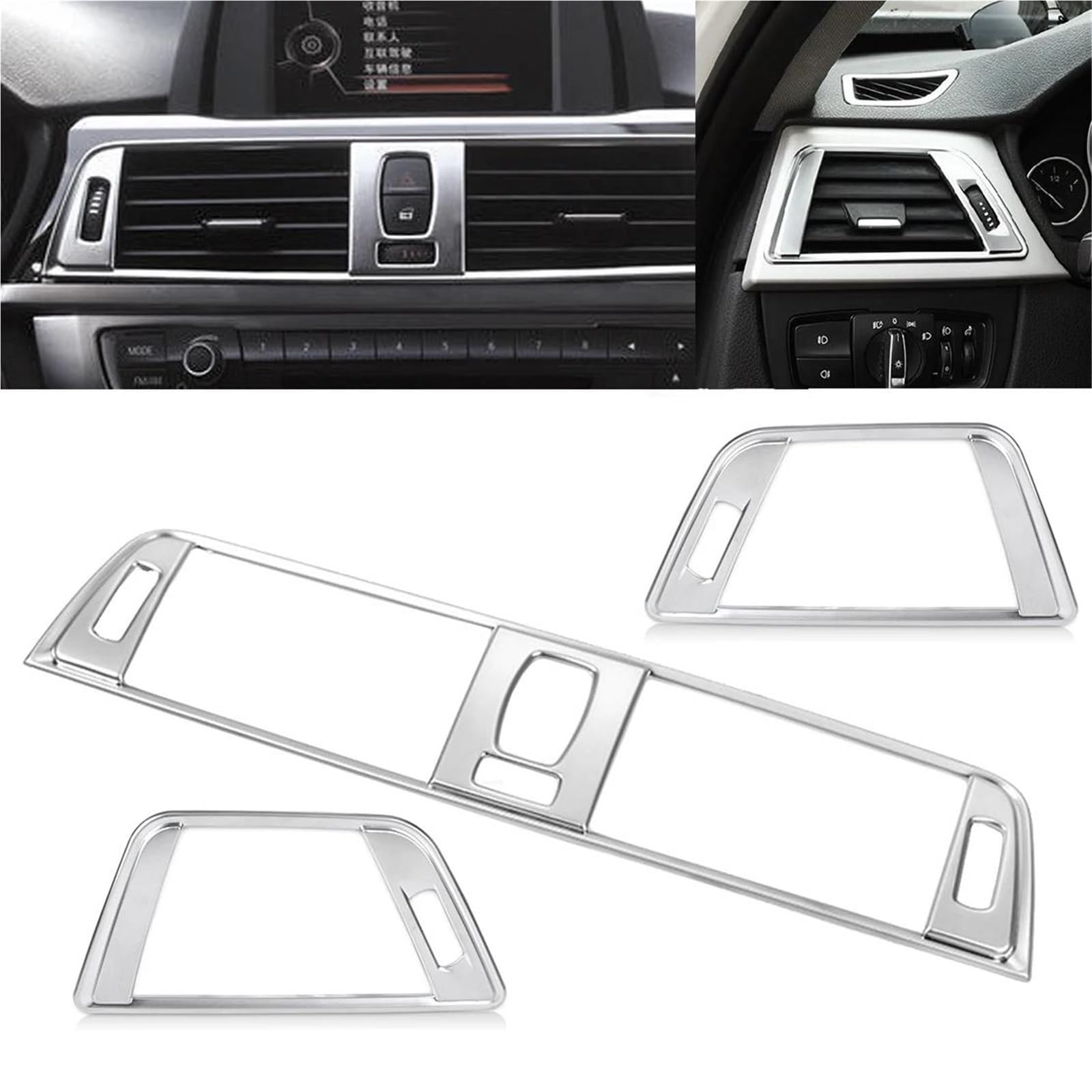Interieur Dekor 3-teiliges Set Silberfarben Chrom Armaturenbrett Lüftungsschlitze Zierleisten Dekorationen Für 3er-Serie Für F30 2013–2016 Interieur TüRverkleidungen Dekor Interieur Dekor 3-teiliges Set Silberfarben Chrom Armaturenbrett Lüftungsschlitze Zierleisten Dekorationen Für 3er-Serie Für F30 2013–2016 Interieur TüRverkleidungen Dekor von QFJFBGGH