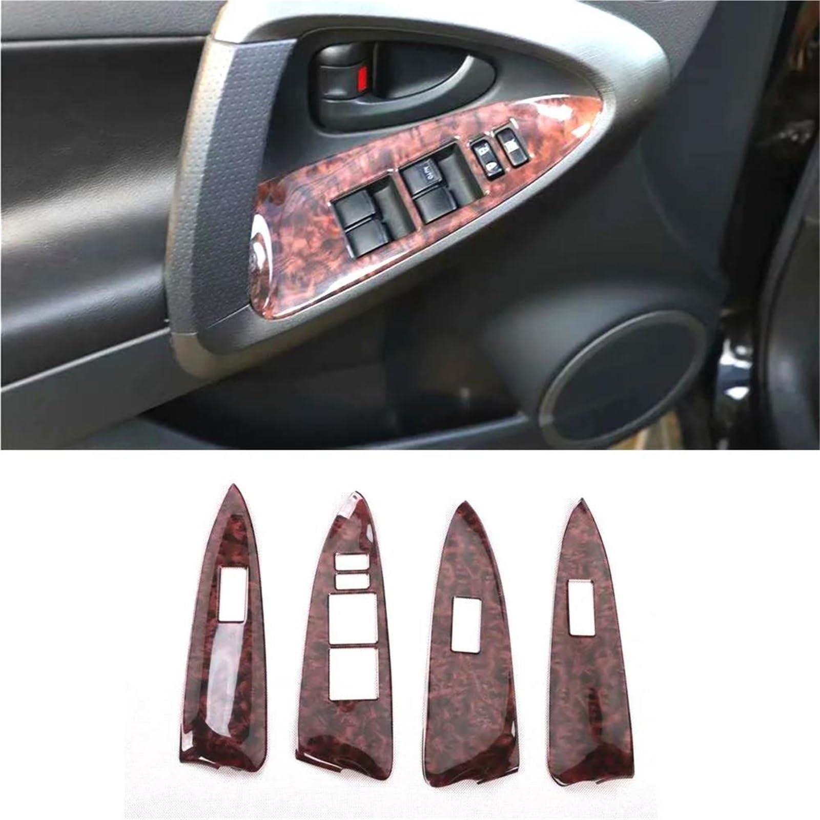 Interieur Dekor 4 Teile/satz Auto Fensterheber Elektrische Schalter Panel Abdeckung Trim Styling Für Toyota Für RAV4 2009-2012 LHD Interieur TüRverkleidungen Dekor(Agate Color) von QFJFBGGH