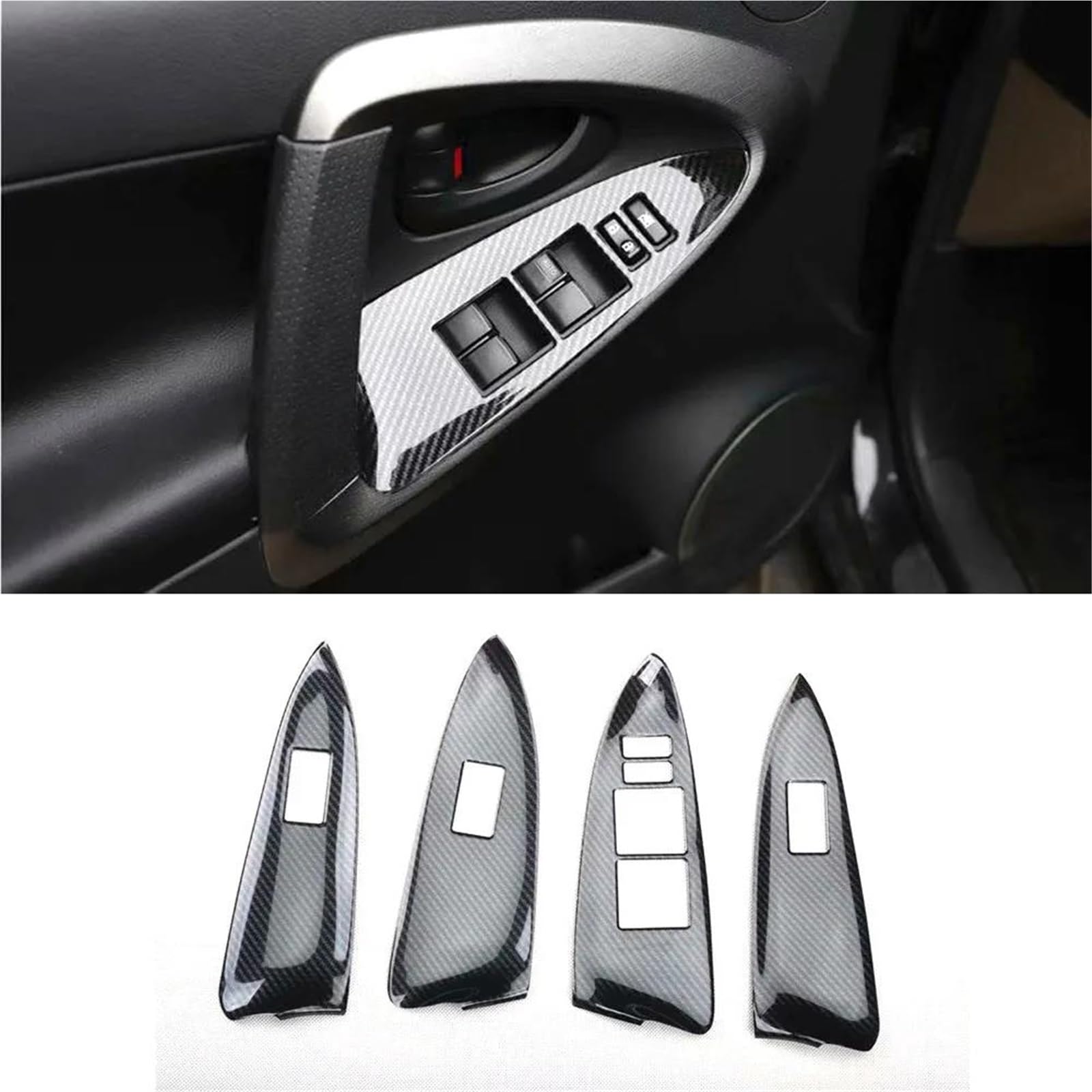 Interieur Dekor 4 Teile/satz Auto Fensterheber Elektrische Schalter Panel Abdeckung Trim Styling Für Toyota Für RAV4 2009-2012 LHD Interieur TüRverkleidungen Dekor(Carbon Pattern) von QFJFBGGH