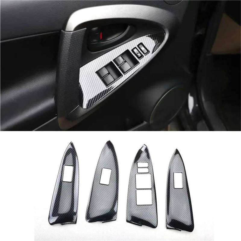 Interieur Dekor 4 Teile/satz Auto Fensterheber Elektrische Schalter Panel Abdeckung Trim Styling Für Toyota Für RAV4 2009-2012 LHD Interieur TüRverkleidungen Dekor(Carbon Pattern) von QFJFBGGH