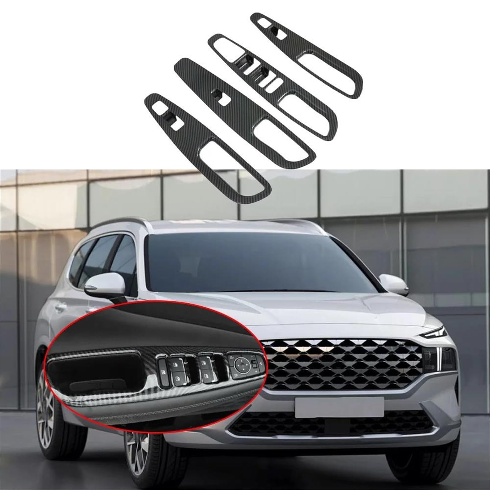 Interieur Dekor 4PCS ABS Innentür Armlehne Fensterheber Schalter Taste Abdeckung Trim Für Hyundai Für SantaFe 2019-2021 Interieur TüRverkleidungen Dekor Interieur Dekor 4PCS ABS Innentür Armlehne Fensterheber Schalter Taste Abdeckung Trim Für Hyundai Für SantaFe 2019-2021 Interieur TüRverkleidungen Dekor von QFJFBGGH