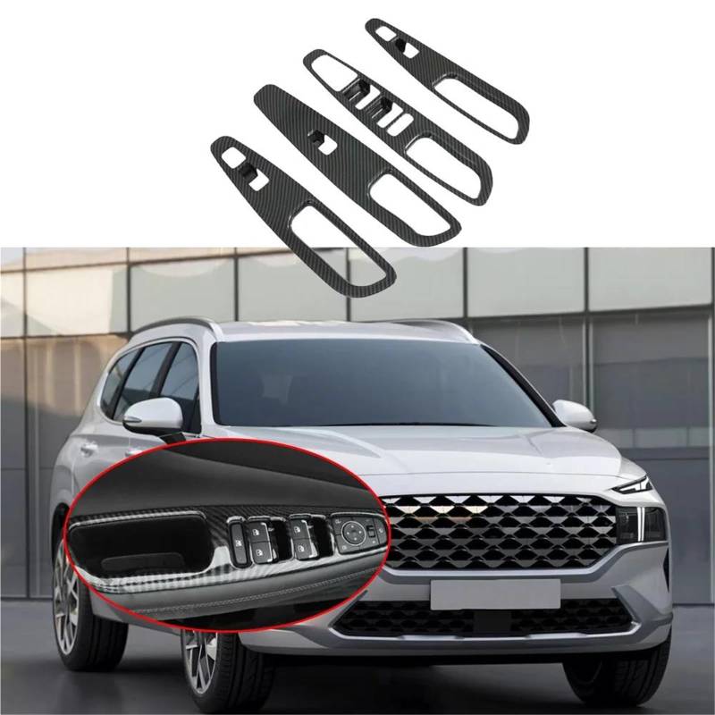 Interieur Dekor 4PCS ABS Innentür Armlehne Fensterheber Schalter Taste Abdeckung Trim Für Hyundai Für SantaFe 2019-2021 Interieur TüRverkleidungen Dekor von QFJFBGGH