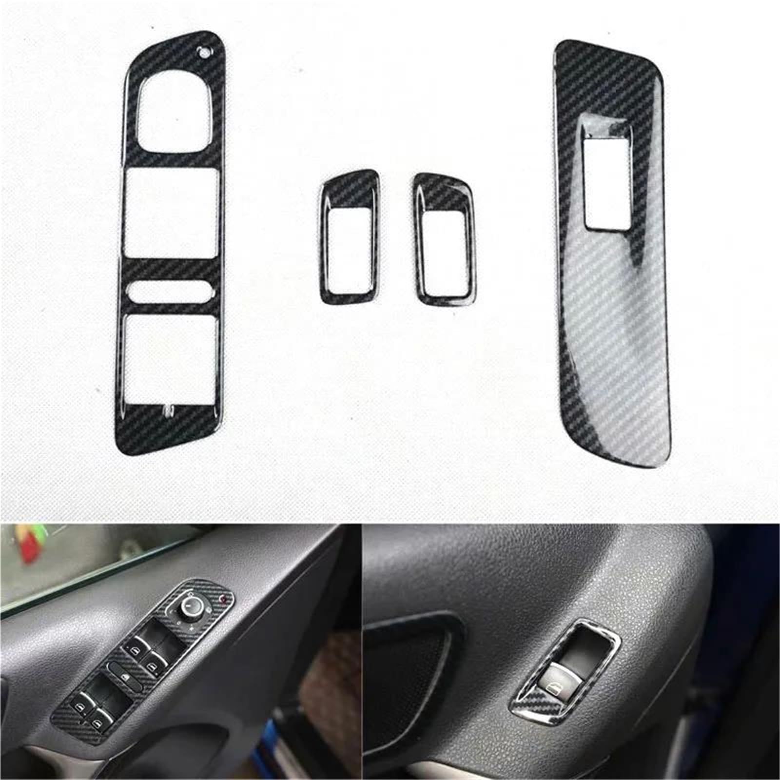Interieur Dekor 4Pcs Auto Fensterheber Schalter Abdeckung Aufkleber Tür Armlehne Auto Trim Für VW Für Tiguan 2010-2012 LHD ABS Interieur TüRverkleidungen Dekor(Carbon Pattern) von QFJFBGGH