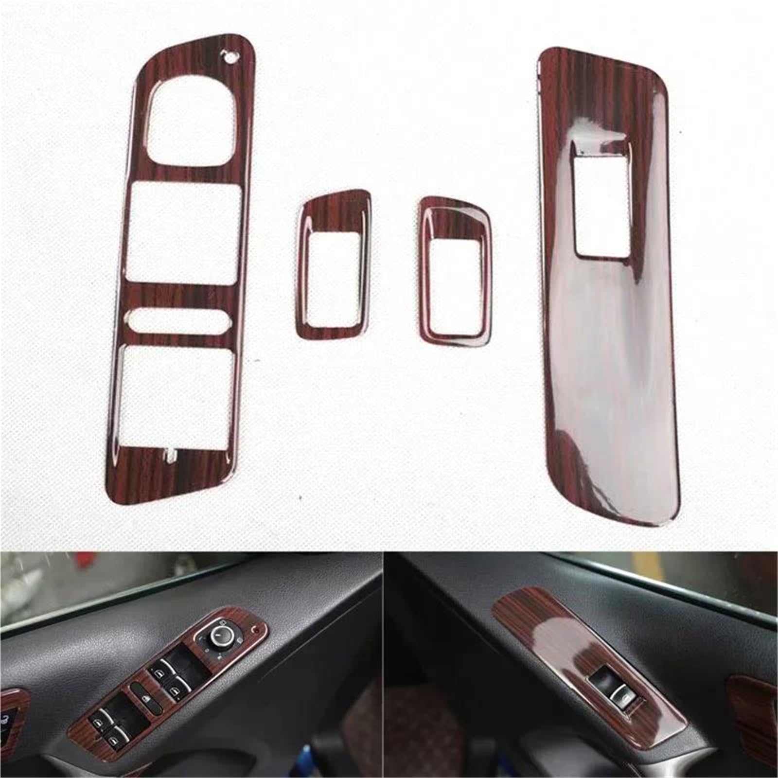Interieur Dekor 4Pcs Auto Fensterheber Schalter Abdeckung Aufkleber Tür Armlehne Auto Trim Für VW Für Tiguan 2010-2012 LHD ABS Interieur TüRverkleidungen Dekor(Wood Color) von QFJFBGGH