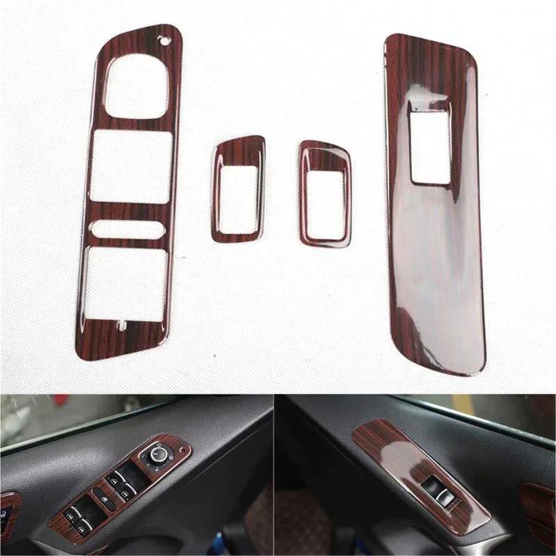 Interieur Dekor 4Pcs Auto Fensterheber Schalter Abdeckung Aufkleber Tür Armlehne Auto Trim Für VW Für Tiguan 2010-2012 LHD ABS Interieur TüRverkleidungen Dekor(Wood Color) von QFJFBGGH