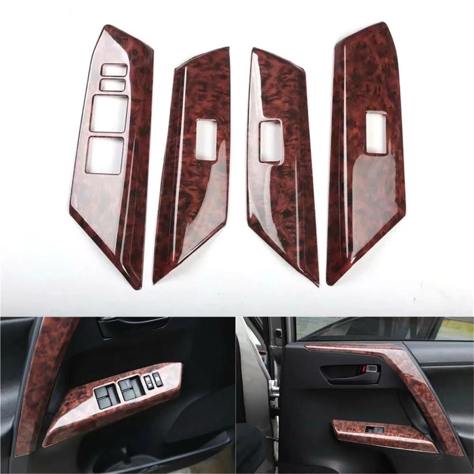 Interieur Dekor 4Pcs Auto Fensterheber Schalter Panel Abdeckung Trim Styling Für Toyota Für RAV4 2013-2019 LHD Innen Aufkleber Interieur TüRverkleidungen Dekor(Agate Color) von QFJFBGGH