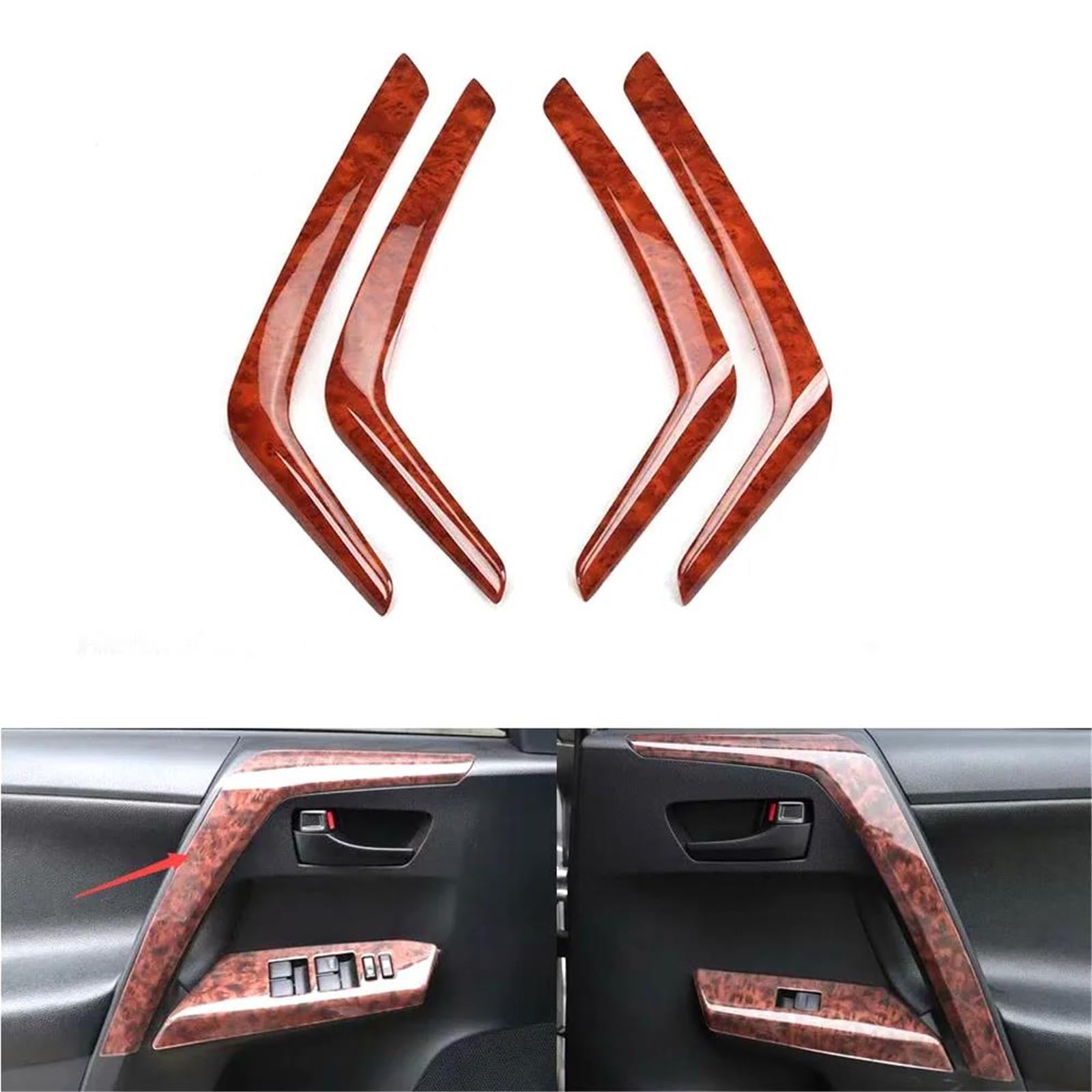Interieur Dekor 4Pcs Auto Innen Tür Armlehne Dekoration Streifen Trim Styling Für Toyota Für RAV4 2013-2019 Auto Zubehör Interieur TüRverkleidungen Dekor(Agate Color) von QFJFBGGH