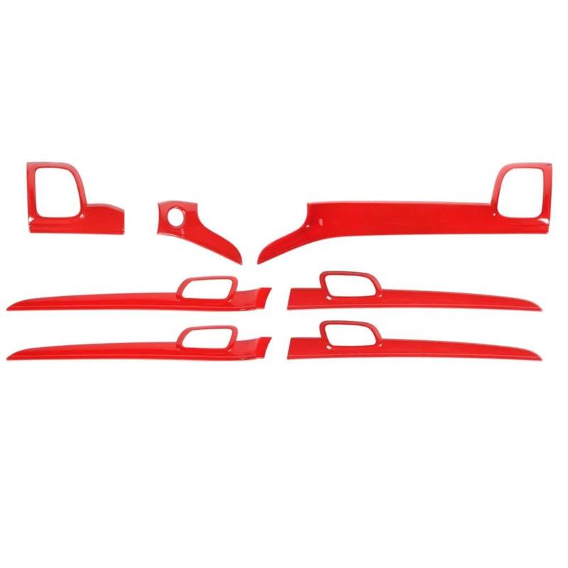 Interieur Dekor 7 Teile/satz Auto Dashboard Innen Tür Griff Panel Dekoration Streifen Trim Für Jeep Für Grand Cherokee 2011 + Interieur TüRverkleidungen Dekor(Rot) von QFJFBGGH