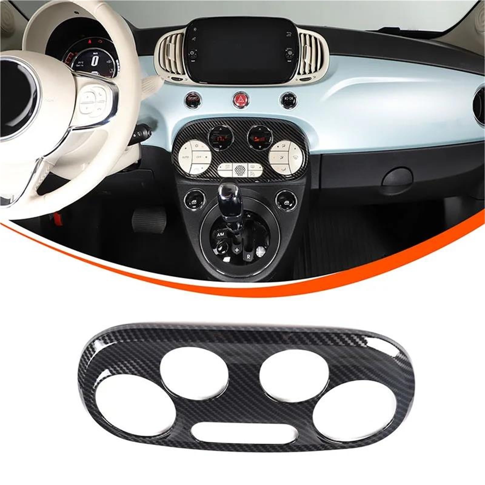Interieur Dekor ABS Auto Center Console Klimaanlage Schalter Tasten Rahmen Abdeckung Trim Für Fiat Für 500 2016-2024 Innen Interieur TüRverkleidungen Dekor(Carbon Pattern) von QFJFBGGH