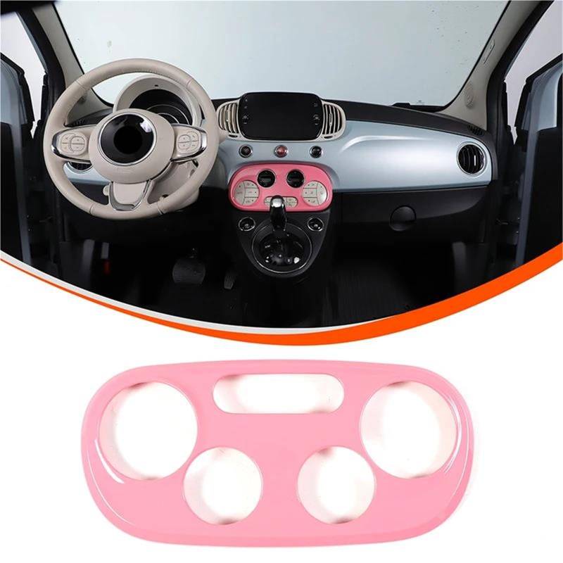Interieur Dekor ABS Auto Center Console Klimaanlage Schalter Tasten Rahmen Abdeckung Trim Für Fiat Für 500 2016-2024 Innen Interieur TüRverkleidungen Dekor(Pink) von QFJFBGGH