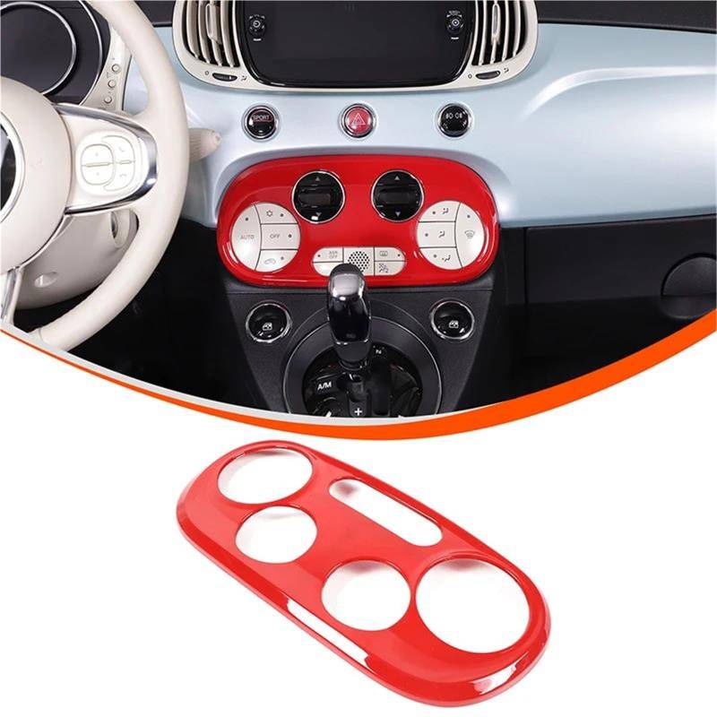 Interieur Dekor ABS Auto Center Console Klimaanlage Schalter Tasten Rahmen Abdeckung Trim Für Fiat Für 500 2016-2024 Innen Interieur TüRverkleidungen Dekor(Rot) von QFJFBGGH