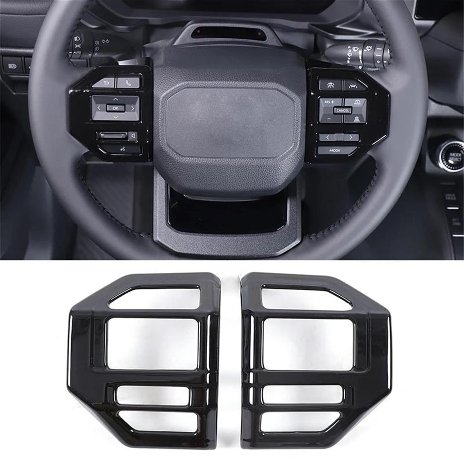 Interieur Dekor ABS Auto Lenkrad Dekoration Abdeckung Trim Rahmen Aufkleber Für Toyota Für Land Für Cruiser Für Prado LC250 Interieur TüRverkleidungen Dekor(Style 1-Glossy Black) von QFJFBGGH