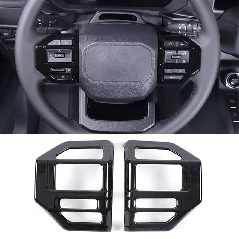 Interieur Dekor ABS Auto Lenkrad Dekoration Abdeckung Trim Rahmen Aufkleber Für Toyota Für Land Für Cruiser Für Prado LC250 Interieur TüRverkleidungen Dekor(Style 1-Glossy Black) von QFJFBGGH