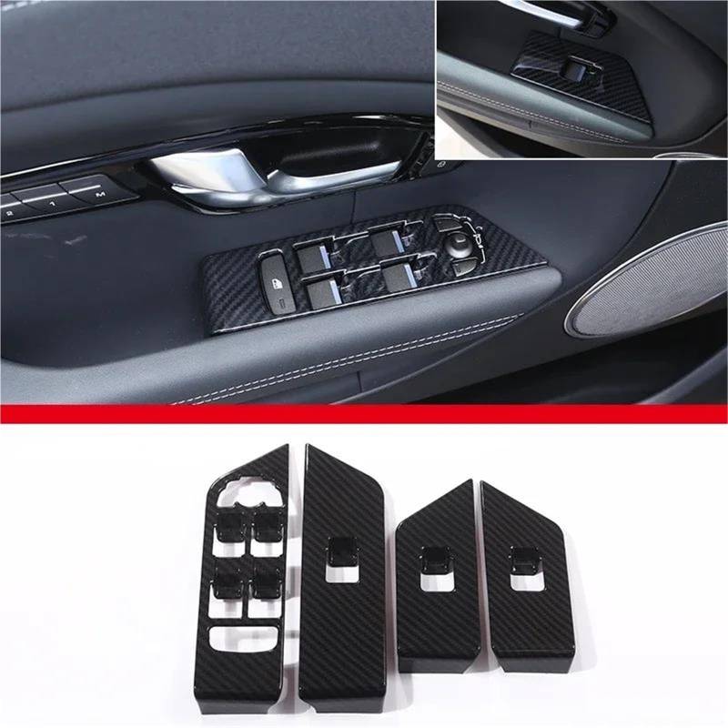 Interieur Dekor ABS Autotür Fenster Glas Lift Panel Knopf Schalter Rahmenabdeckung Für Range Für Rover Für Evoque 2012-2018 Interieur TüRverkleidungen Dekor(Carbon Pattern) von QFJFBGGH