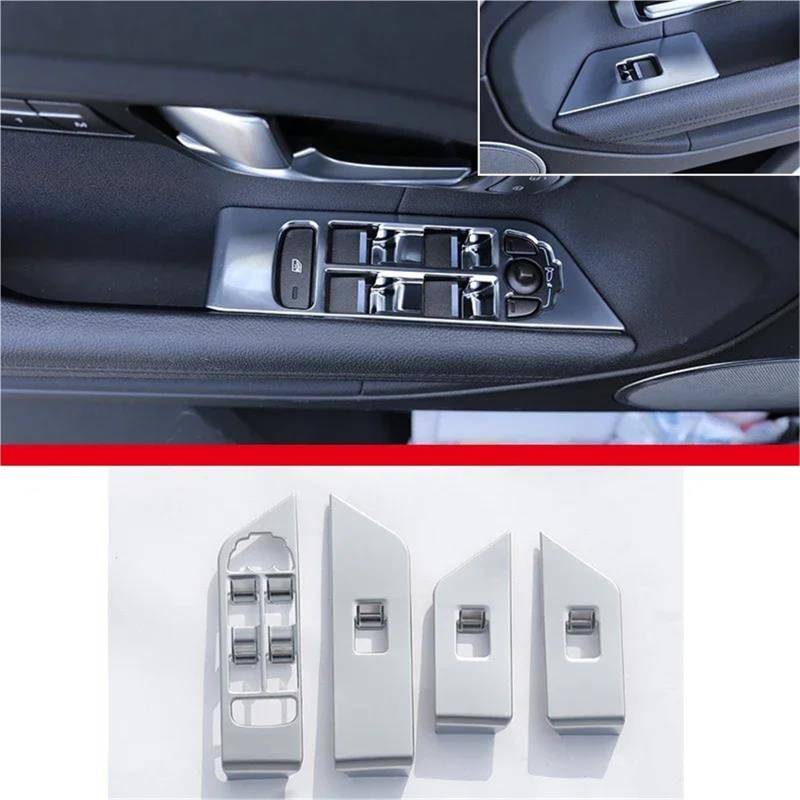 Interieur Dekor ABS Autotür Fenster Glas Lift Panel Knopf Schalter Rahmenabdeckung Für Range Für Rover Für Evoque 2012-2018 Interieur TüRverkleidungen Dekor(Silber) von QFJFBGGH
