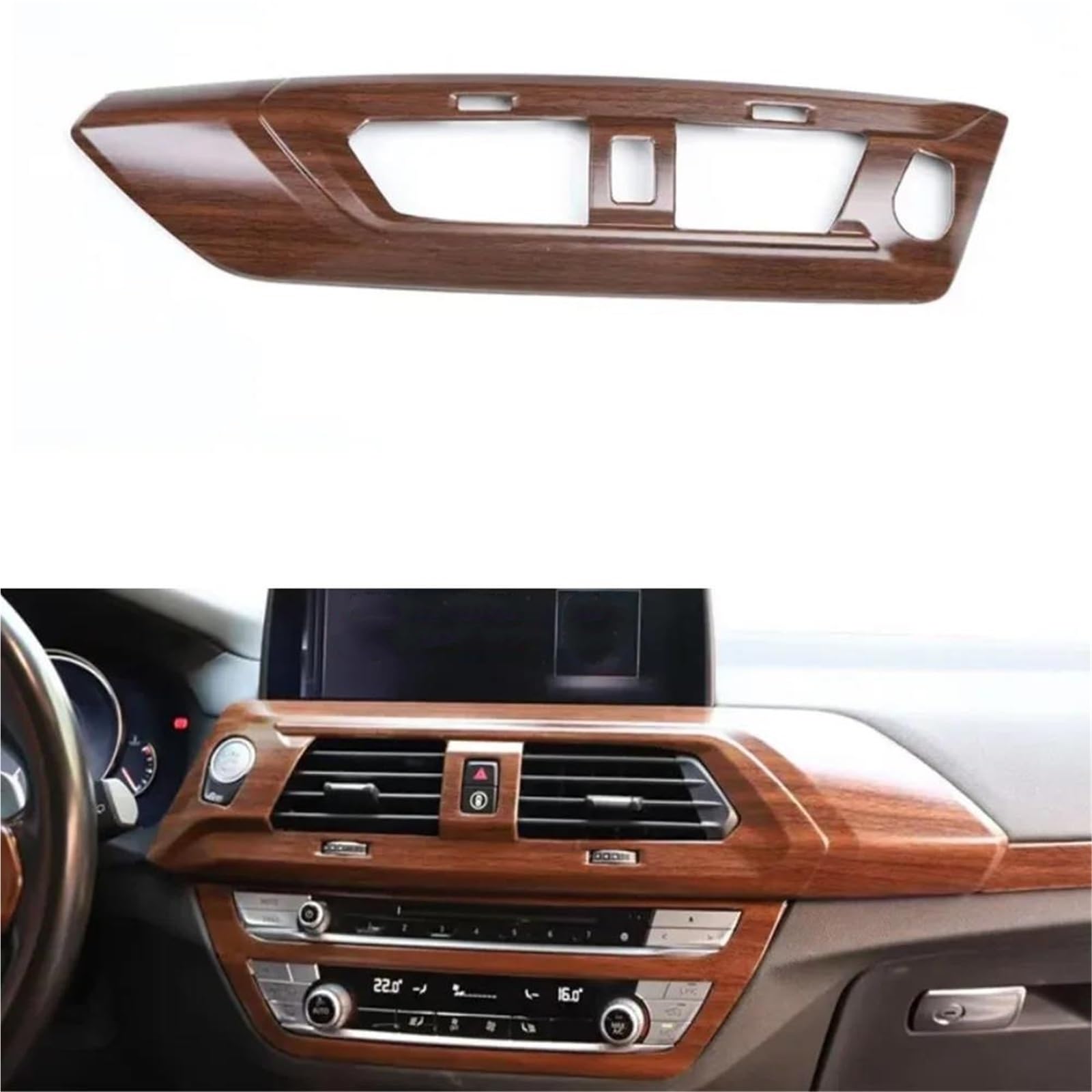 Interieur Dekor ABS-Autozubehör Für X3 X4 2018-2021 LHD-Armaturenbrett Mittelkonsole Entlüftungsrahmen Trim Styling Interieur TüRverkleidungen Dekor(Wood Color) von QFJFBGGH
