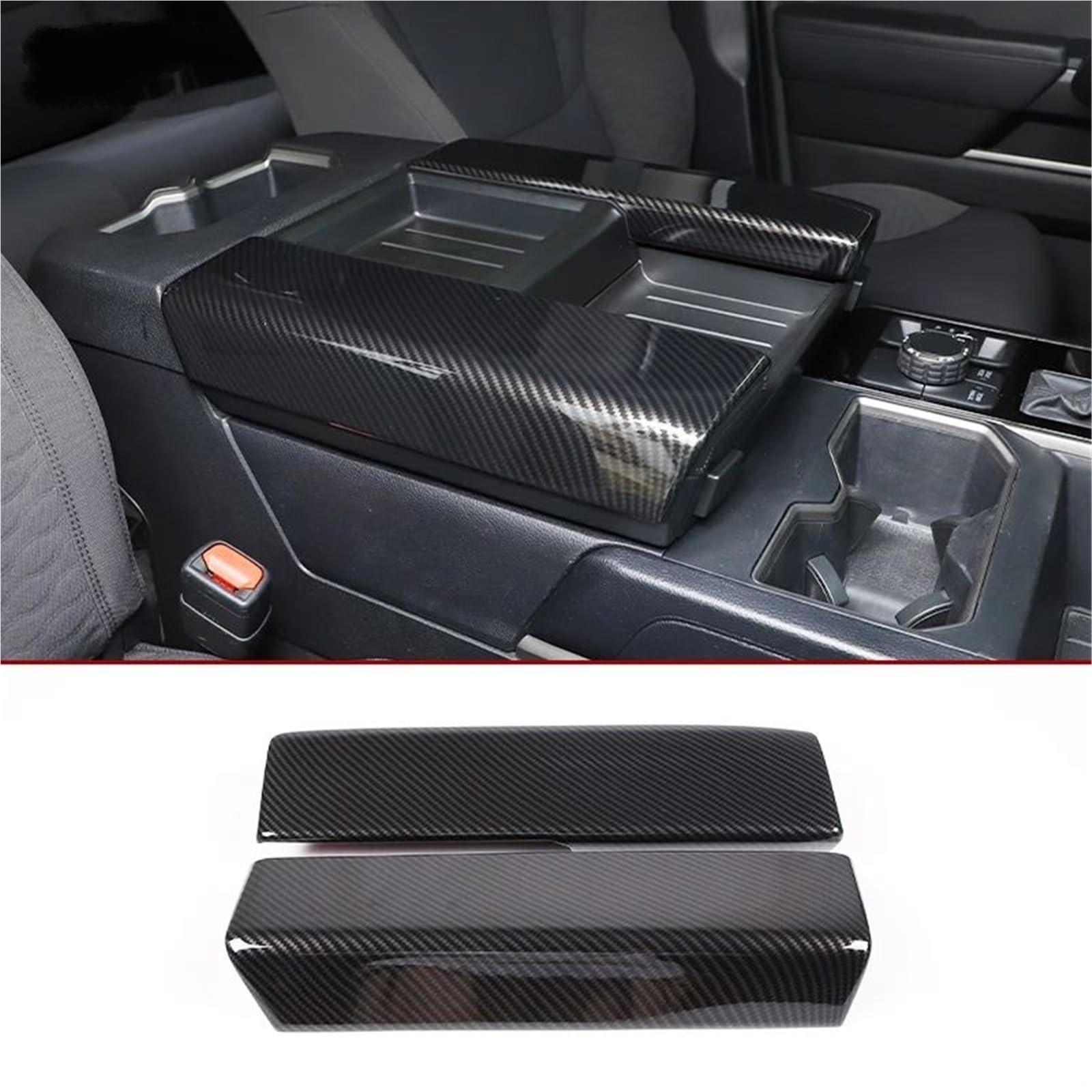 Interieur Dekor ABS Center Console Armlehne Box Schutzhülle Abdeckung Aufkleber Trim Für Toyota Für Tundra Für Sequoia 2022 2023 Interieur TüRverkleidungen Dekor(Carbon Texture) von QFJFBGGH