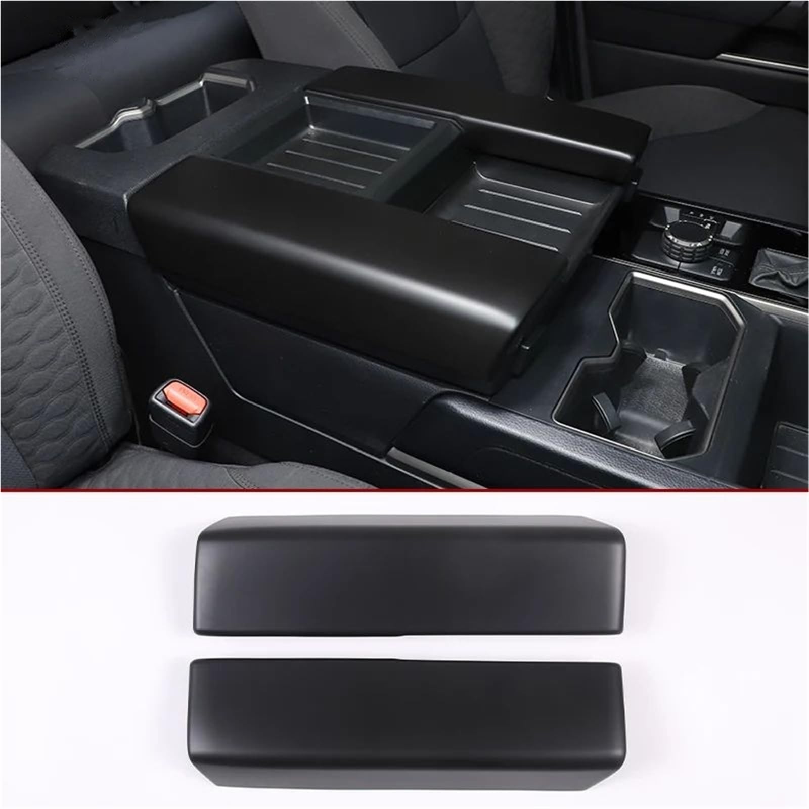 Interieur Dekor ABS Center Console Armlehne Box Schutzhülle Abdeckung Aufkleber Trim Für Toyota Für Tundra Für Sequoia 2022 2023 Interieur TüRverkleidungen Dekor(Matte Black) von QFJFBGGH