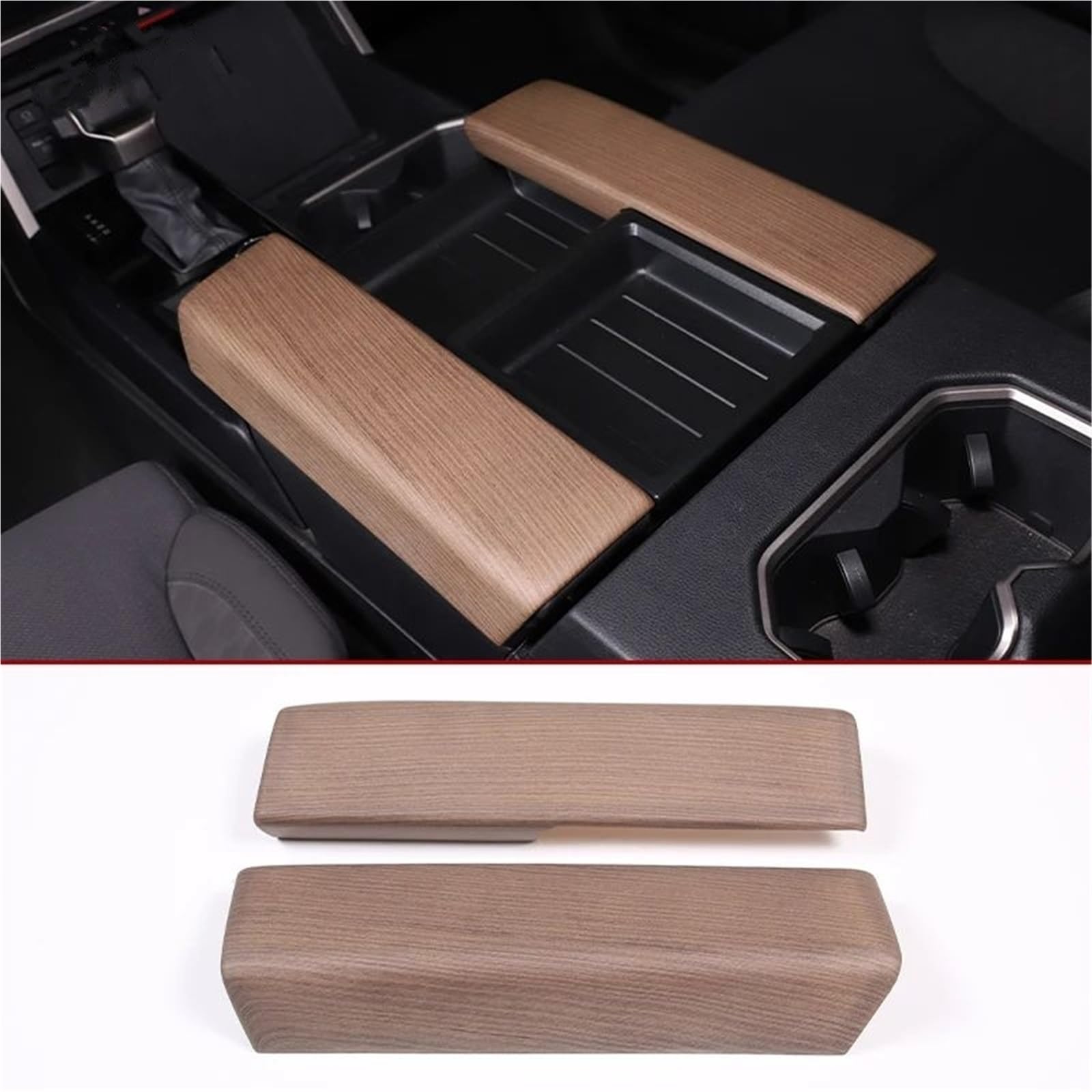 Interieur Dekor ABS Center Console Armlehne Box Schutzhülle Abdeckung Aufkleber Trim Für Toyota Für Tundra Für Sequoia 2022 2023 Interieur TüRverkleidungen Dekor(Pear Wood Grain) von QFJFBGGH
