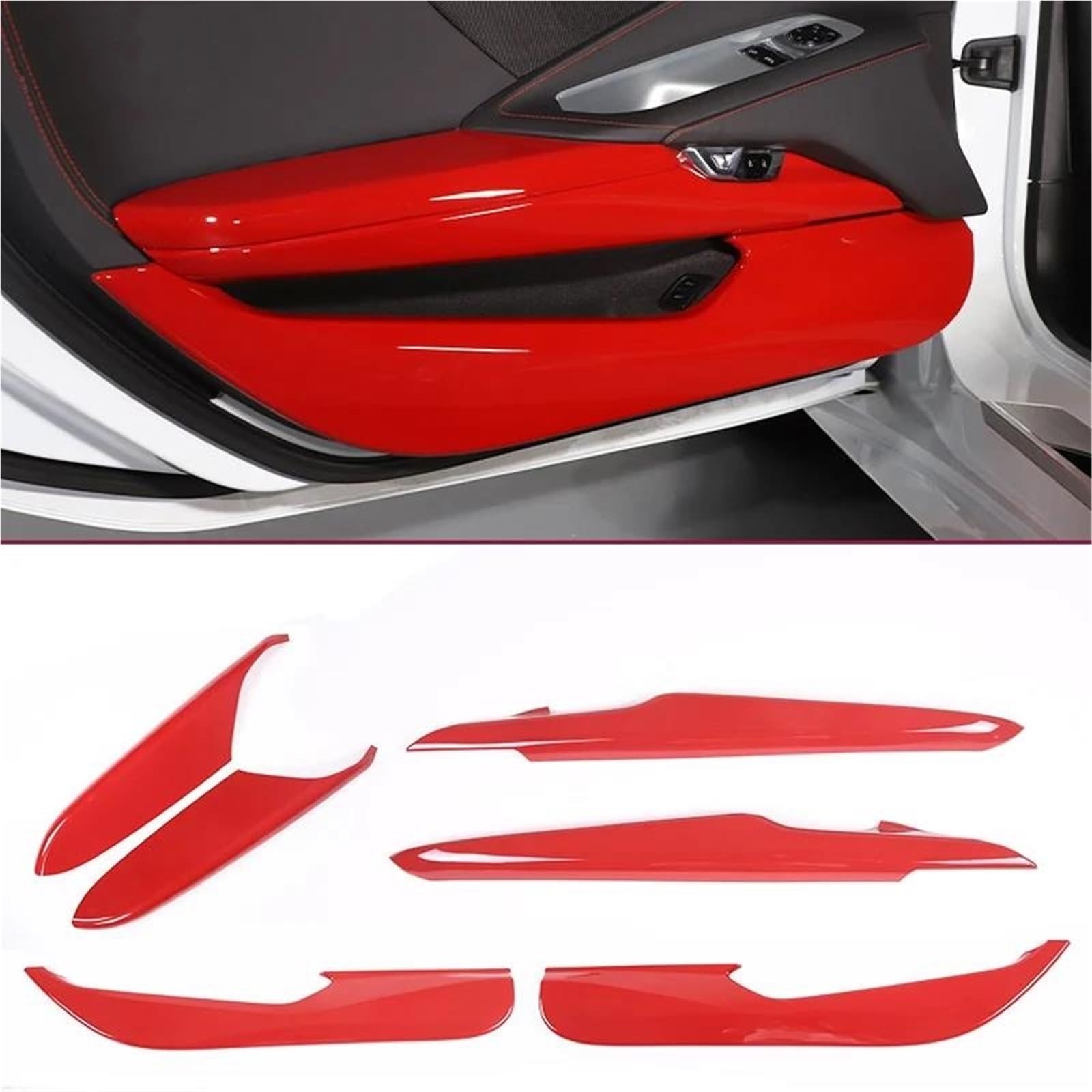 Interieur Dekor ABS Für Chevy Für Corvette Für C8 Für Stingray Für Z51 Z06 2020-2023 Innenverkleidung Türverkleidungsabdeckung Interieur TüRverkleidungen Dekor(Style 1 6PCS) von QFJFBGGH