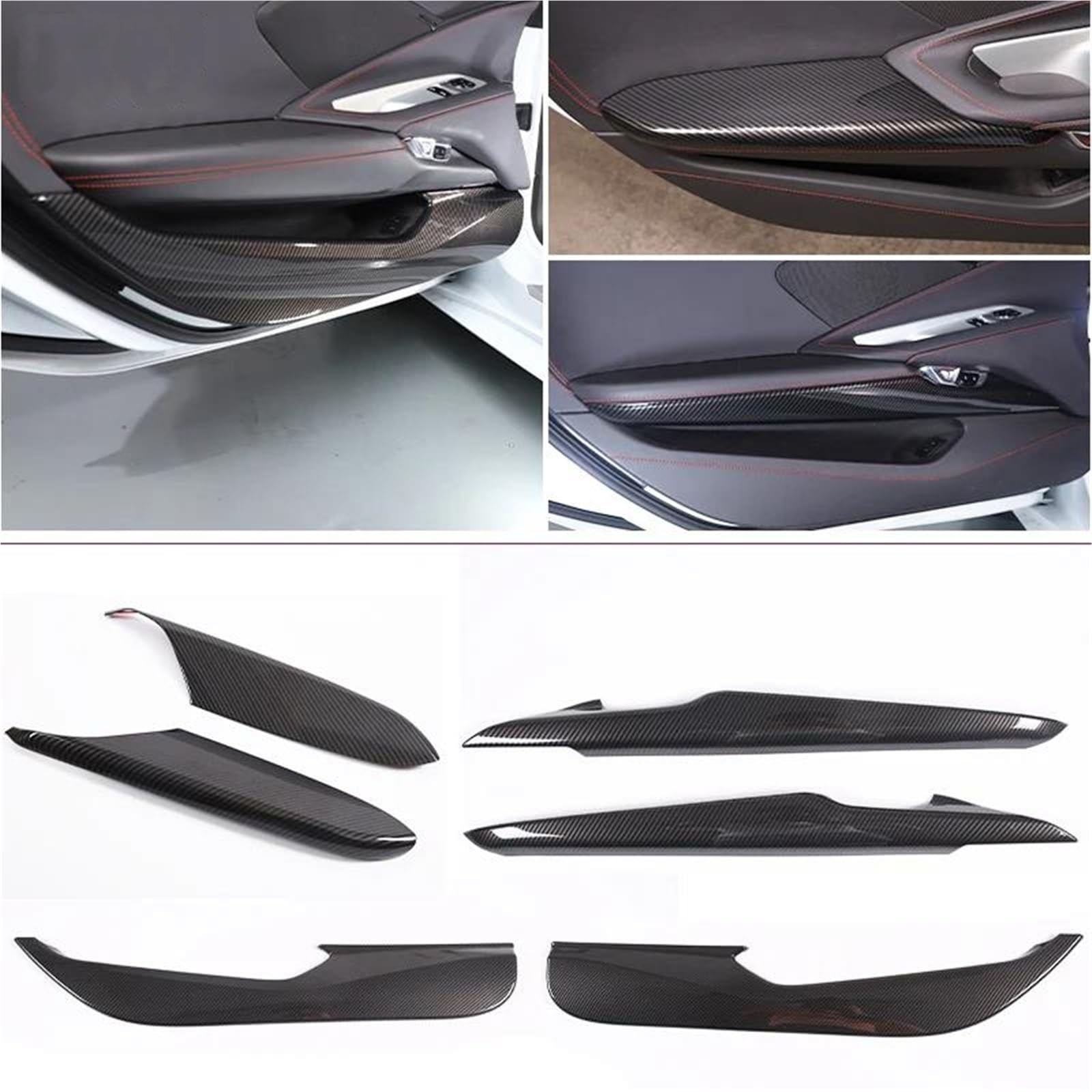 Interieur Dekor ABS Für Chevy Für Corvette Für C8 Für Stingray Für Z51 Z06 2020-2023 Innenverkleidung Türverkleidungsabdeckung Interieur TüRverkleidungen Dekor(Style 2 6PCS) von QFJFBGGH