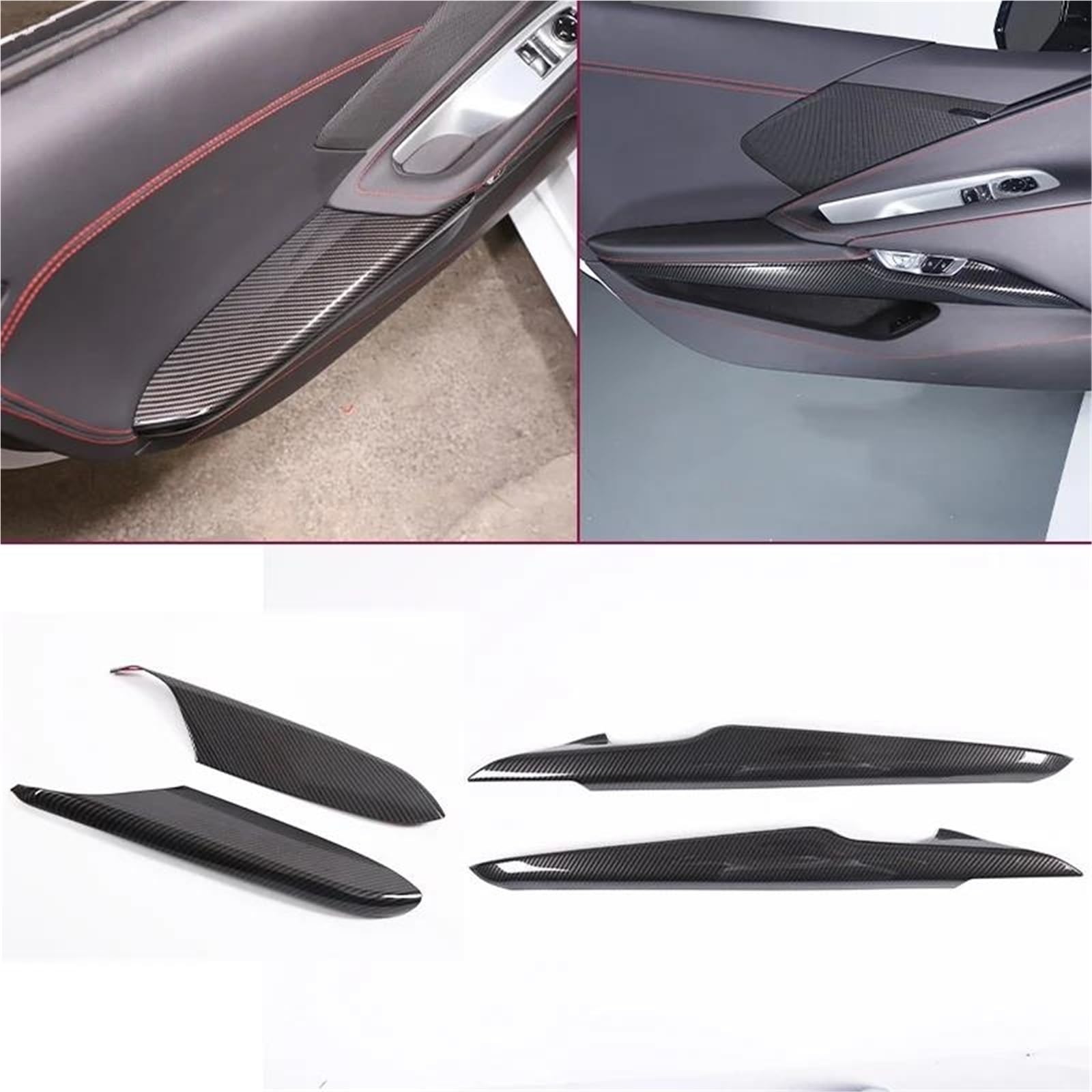 Interieur Dekor ABS Für Chevy Für Corvette Für C8 Für Stingray Für Z51 Z06 2020-2023 Innenverkleidung Türverkleidungsabdeckung Interieur TüRverkleidungen Dekor(Style 4 4PCS) von QFJFBGGH