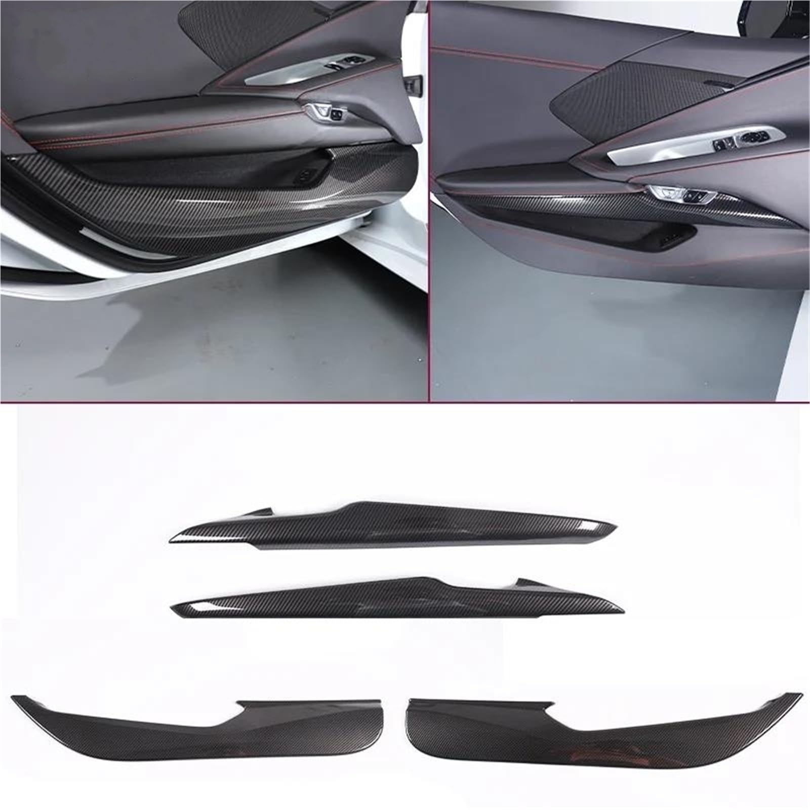 Interieur Dekor ABS Für Chevy Für Corvette Für C8 Für Stingray Für Z51 Z06 2020-2023 Innenverkleidung Türverkleidungsabdeckung Interieur TüRverkleidungen Dekor(Style 6 4PCS) von QFJFBGGH