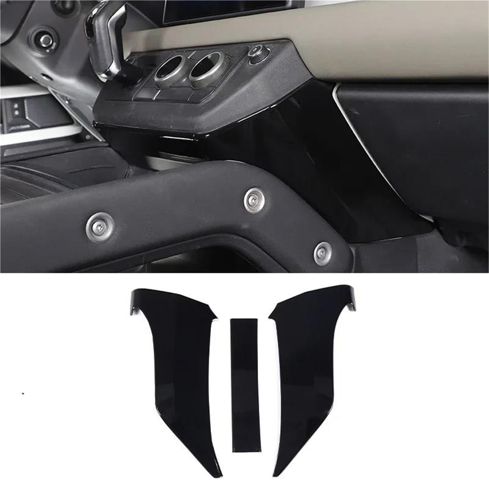 Interieur Dekor ABS-Mittelkonsole Knieseitenverkleidung Dekorativer Aufkleber Für Land Für Rover Für Defender 90 110 2020-2025 Interieur TüRverkleidungen Dekor(Glänzend schwarz) von QFJFBGGH